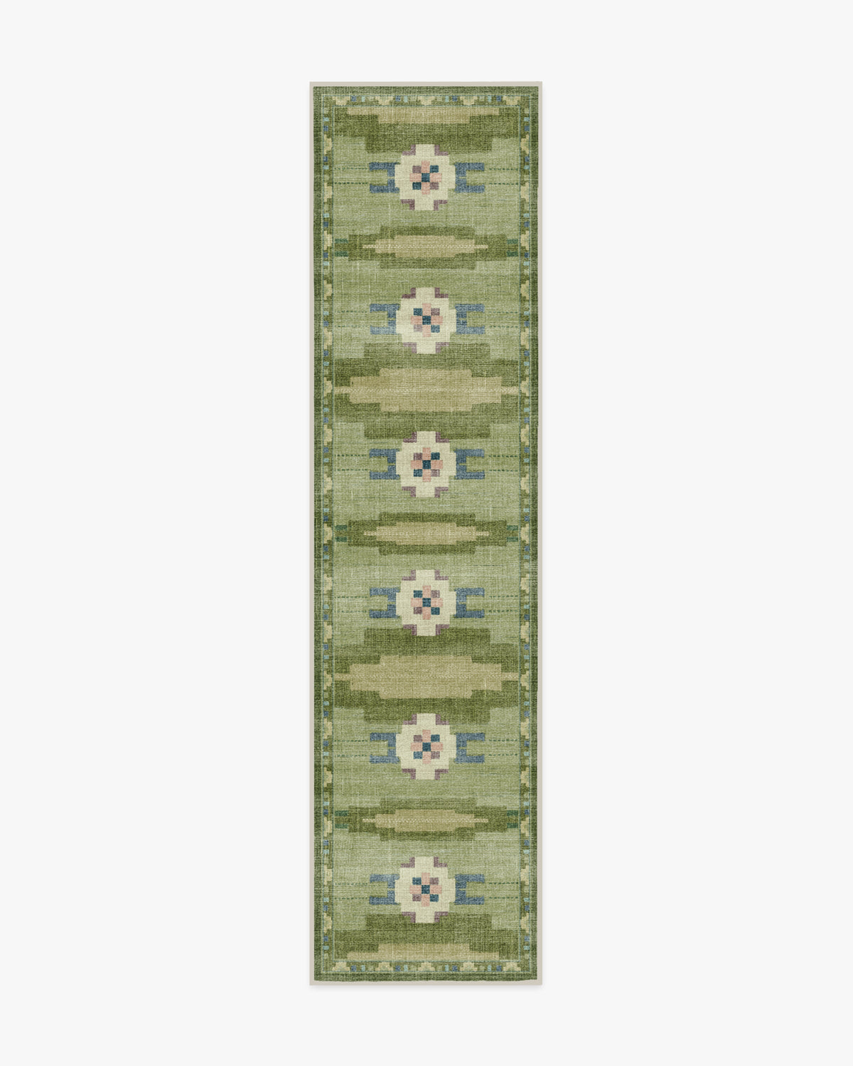 Tapis tissé plat nordique avec motif géométrique vert fougère lavable pour salon et chambre