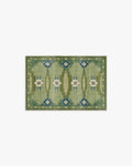 Tapis tissé plat nordique avec motif géométrique vert fougère lavable pour salon et chambre
