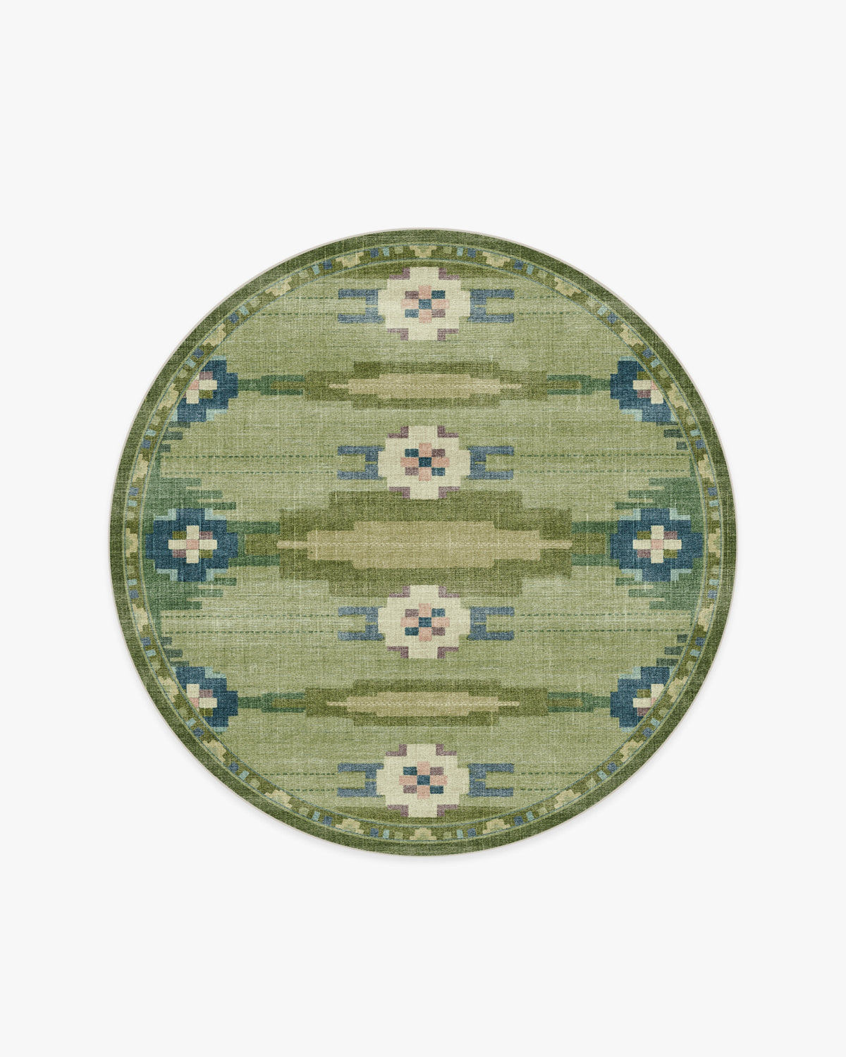 Tapis tissé plat nordique avec motif géométrique vert fougère lavable pour salon et chambre