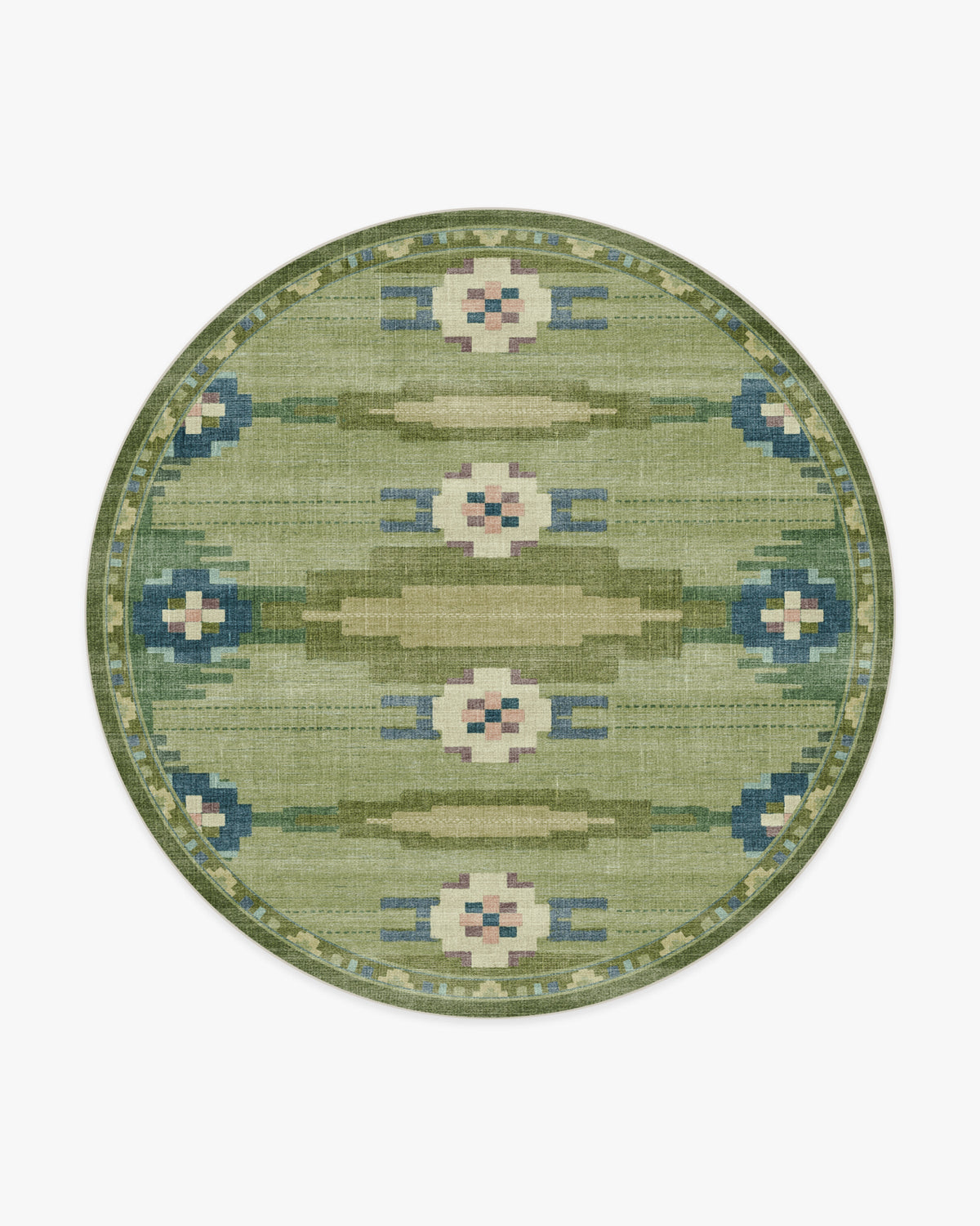 Tapis tissé plat nordique avec motif géométrique vert fougère lavable pour salon et chambre