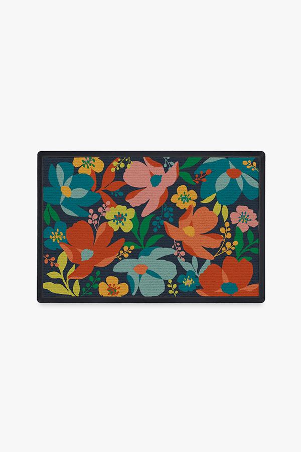 Paillasson lavable fleuri d'été avec motif floral multicolore pour l'entrée et le porche