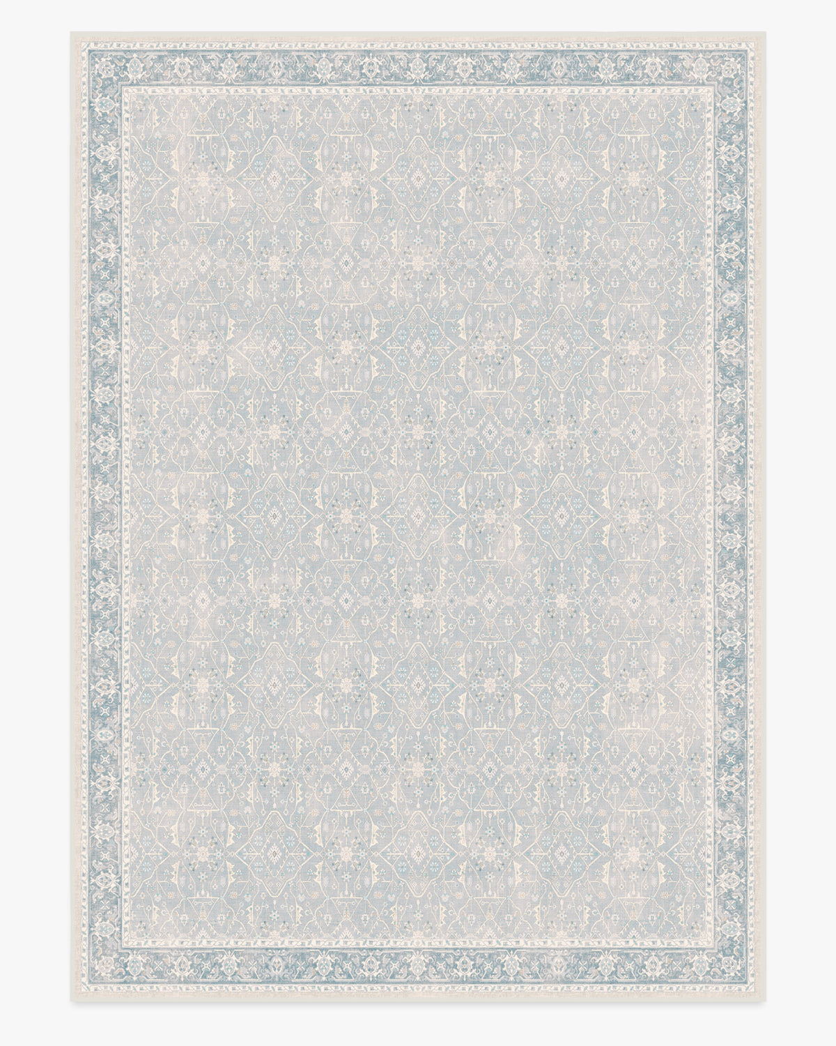 Tapis plat tissé romantique vintage avec treillis lavable de vignes florales bleu pâle pour chambre et salon