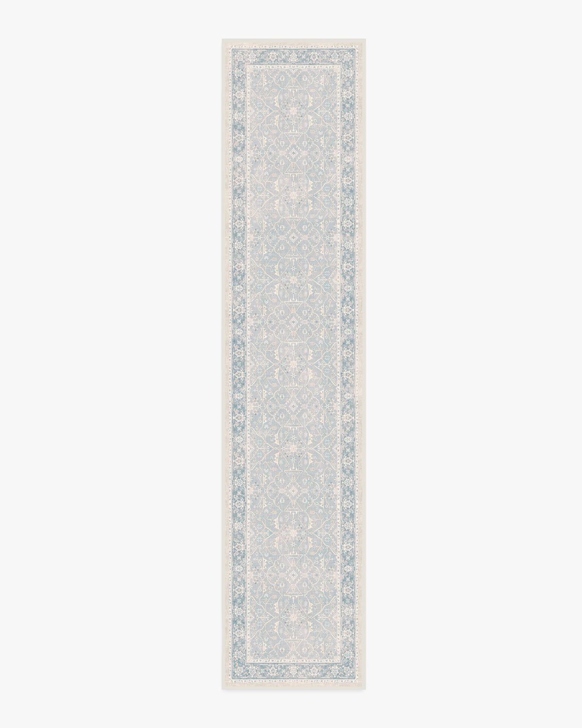 Tapis plat tissé romantique vintage avec treillis lavable de vignes florales bleu pâle pour chambre et salon