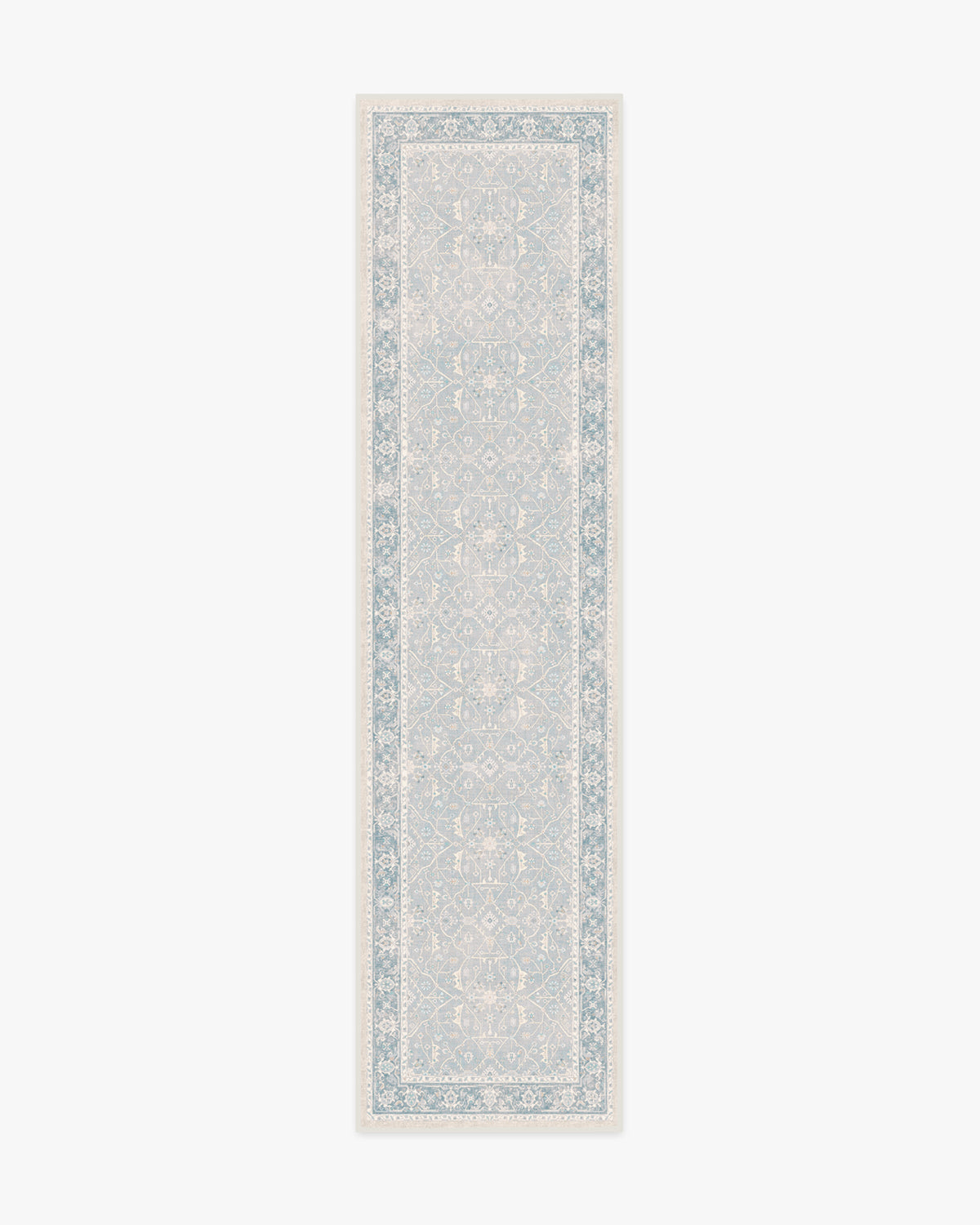 Tapis plat tissé romantique vintage avec treillis lavable de vignes florales bleu pâle pour chambre et salon