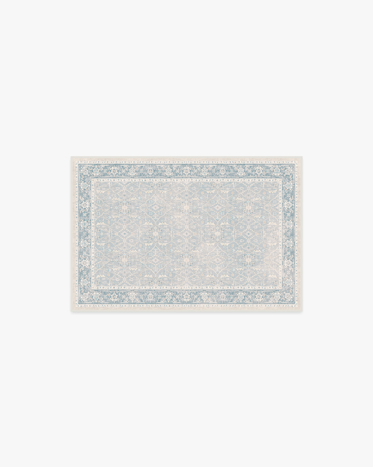 Tapis plat tissé romantique vintage avec treillis lavable de vignes florales bleu pâle pour chambre et salon