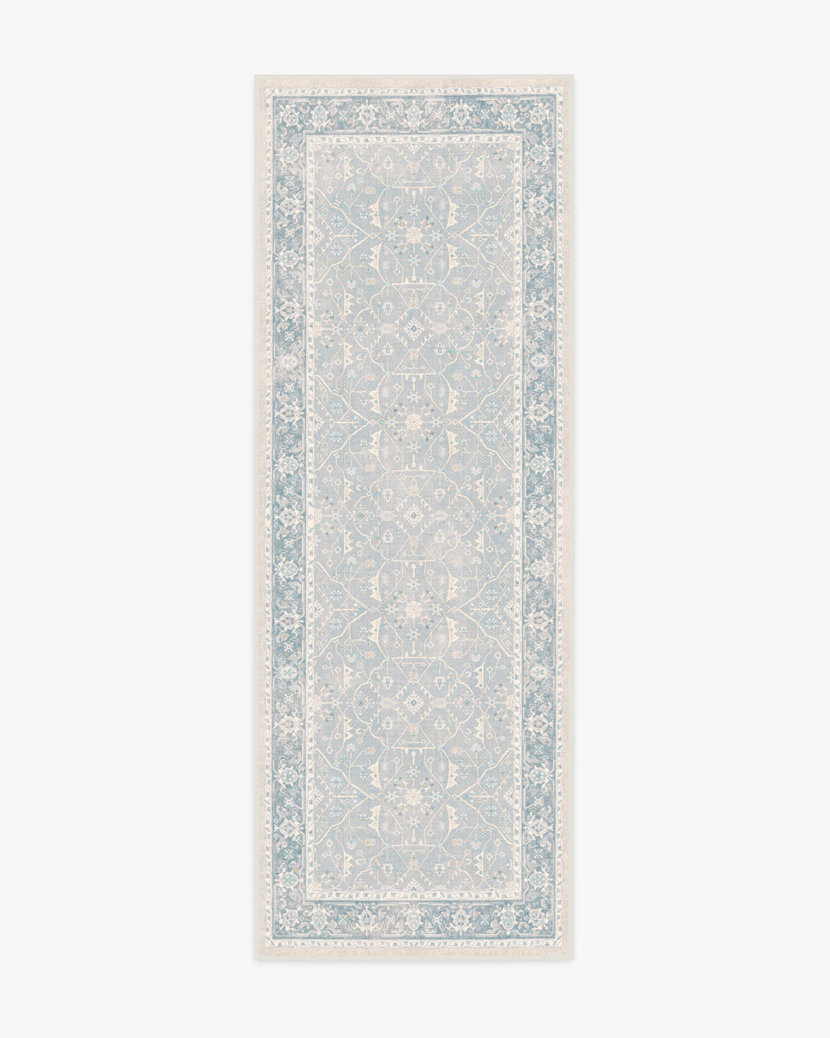 Tapis plat tissé romantique vintage avec treillis lavable de vignes florales bleu pâle pour chambre et salon