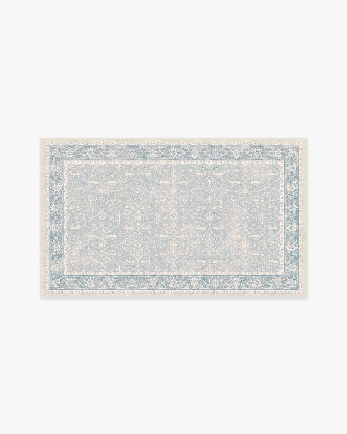 Tapis plat tissé romantique vintage avec treillis lavable de vignes florales bleu pâle pour chambre et salon