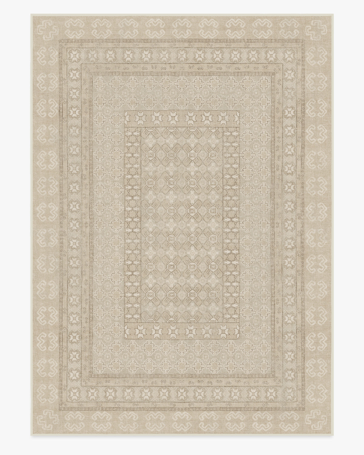 Tapis plat européen vintage avec motif vieilli lavable beige et ivoire inspiré des cafés, pour le salon et la chambre à coucher