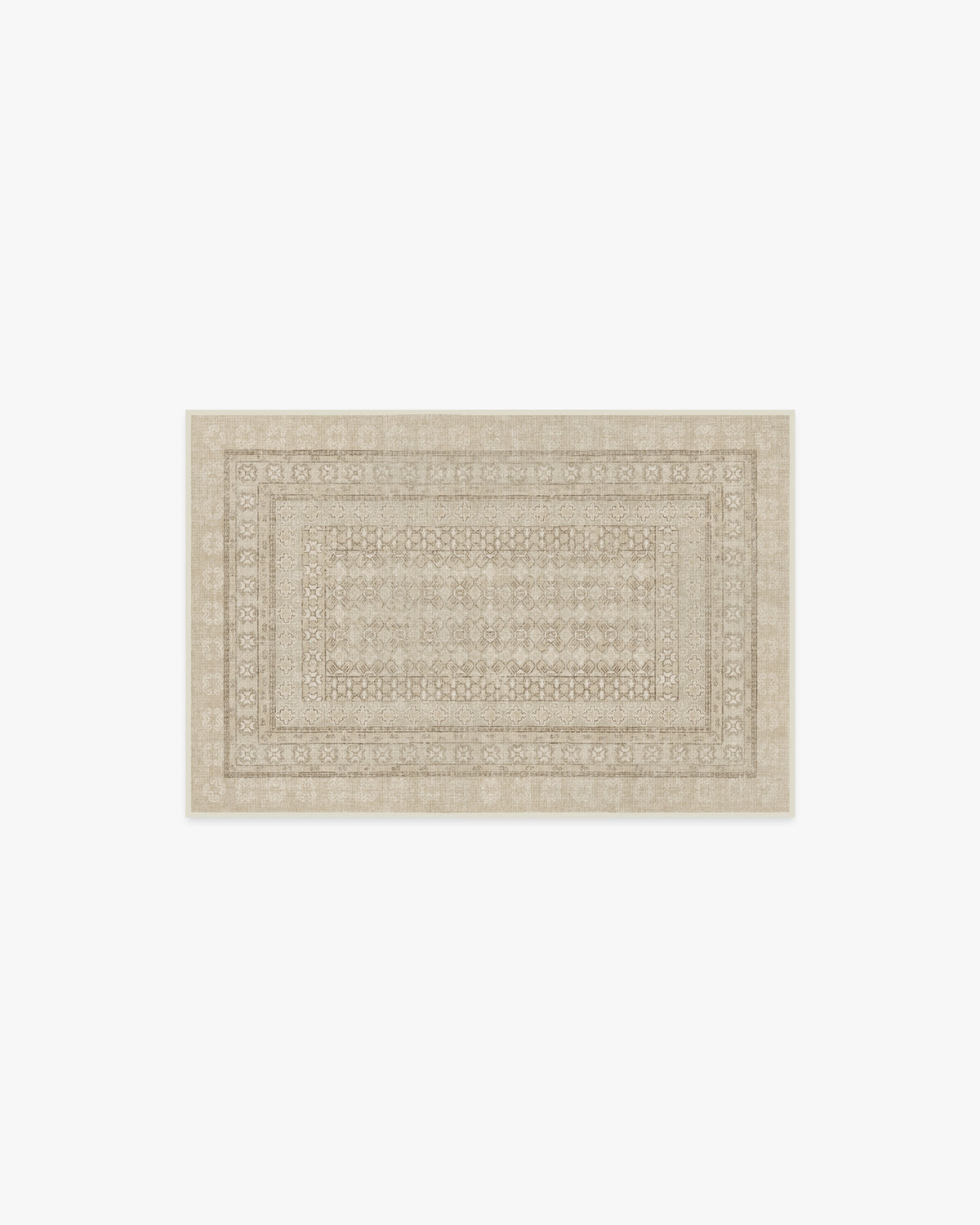 Tapis plat européen vintage avec motif vieilli lavable beige et ivoire inspiré des cafés, pour le salon et la chambre à coucher