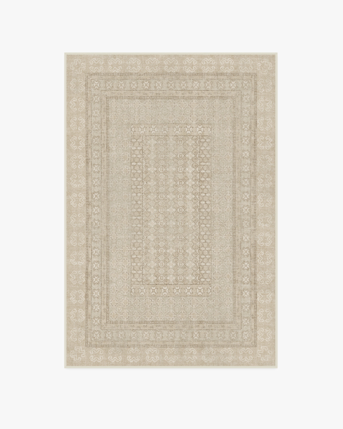 Tapis plat européen vintage avec motif vieilli lavable beige et ivoire inspiré des cafés, pour le salon et la chambre à coucher