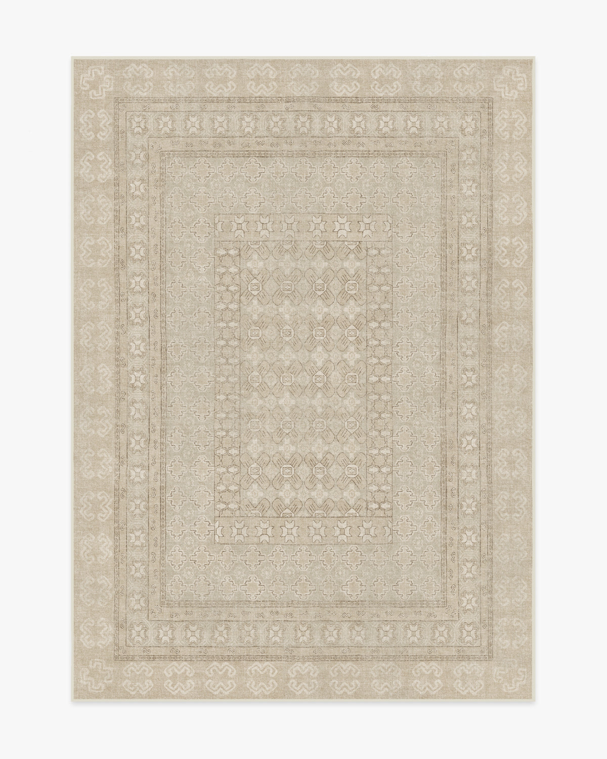 Tapis plat européen vintage avec motif vieilli lavable beige et ivoire inspiré des cafés, pour le salon et la chambre à coucher