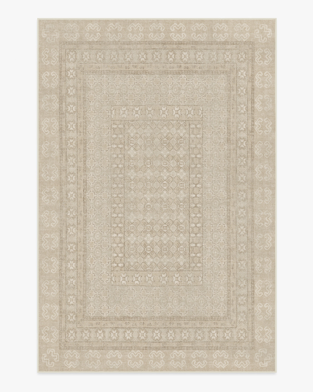 Tapis plat européen vintage avec motif vieilli lavable beige et ivoire inspiré des cafés, pour le salon et la chambre à coucher