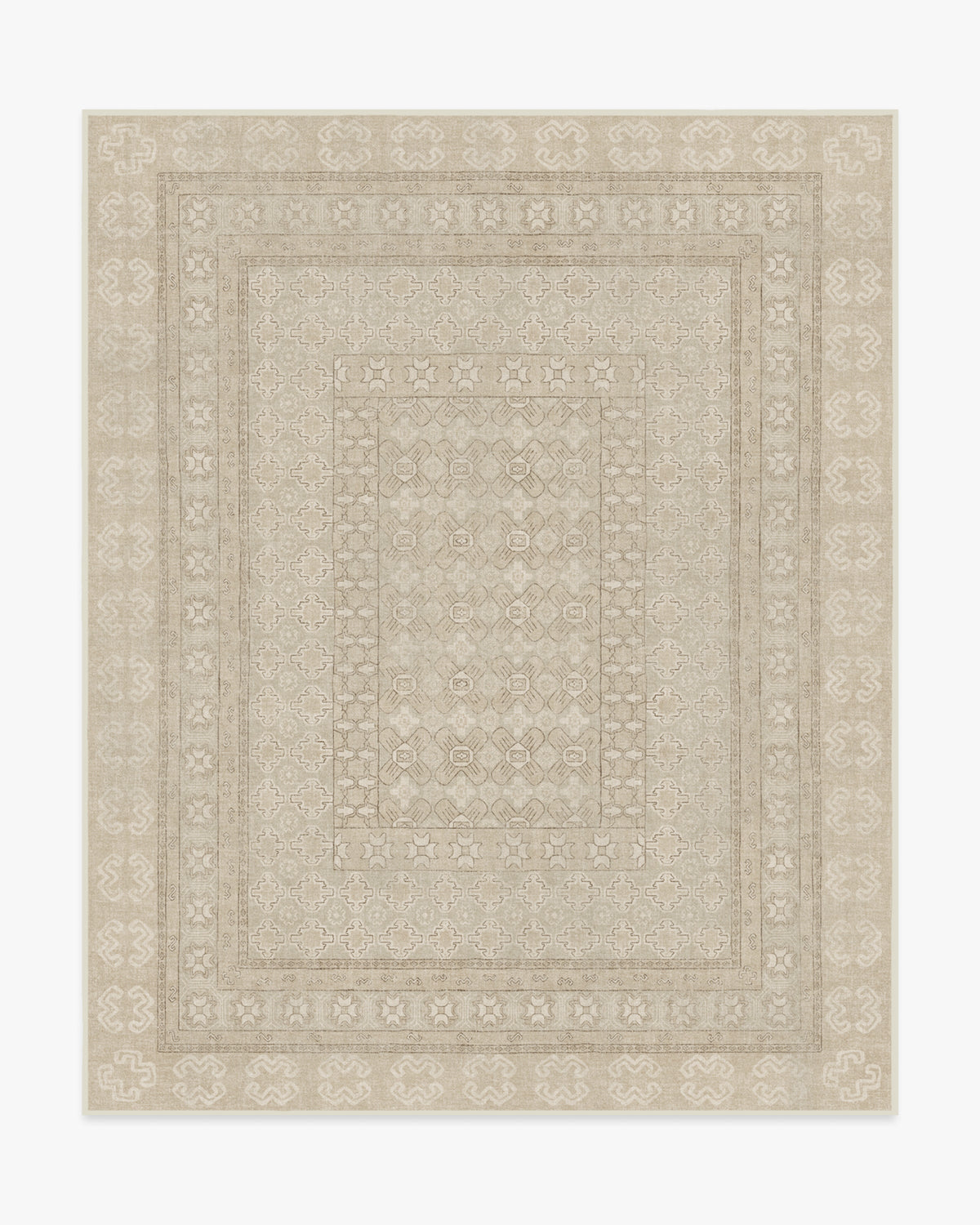 Tapis plat européen vintage avec motif vieilli lavable beige et ivoire inspiré des cafés, pour le salon et la chambre à coucher