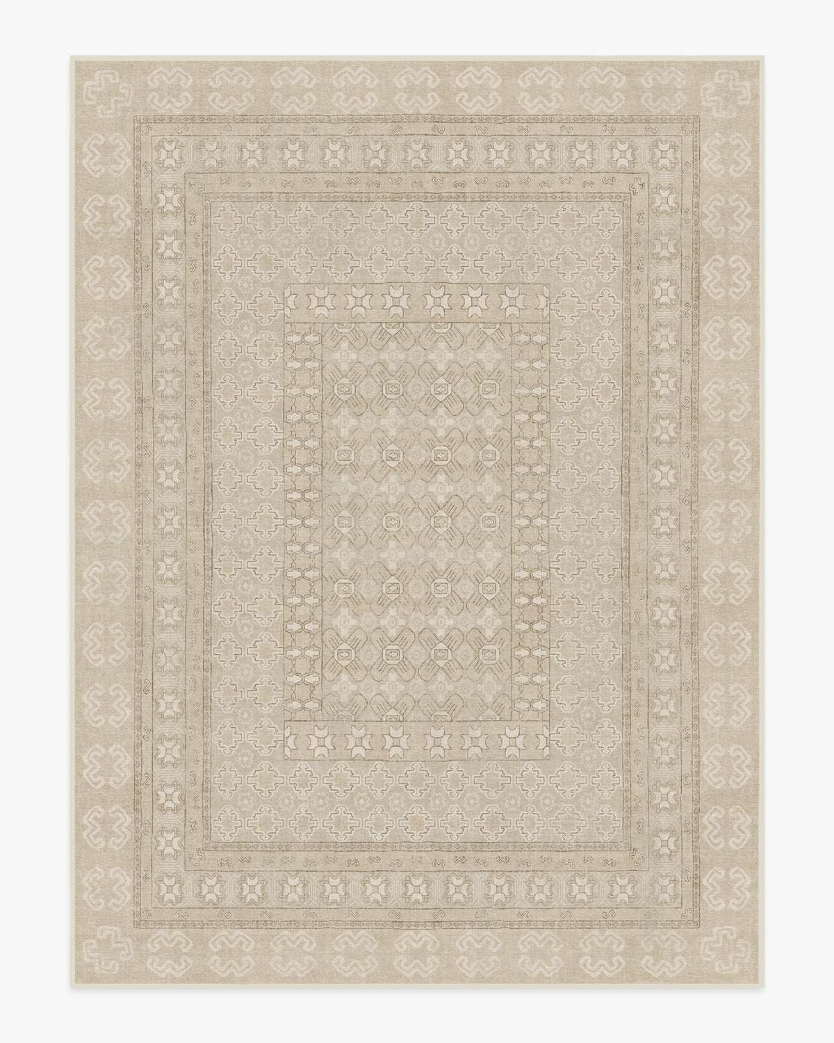 Tapis plat européen vintage avec motif vieilli lavable beige et ivoire inspiré des cafés, pour le salon et la chambre à coucher