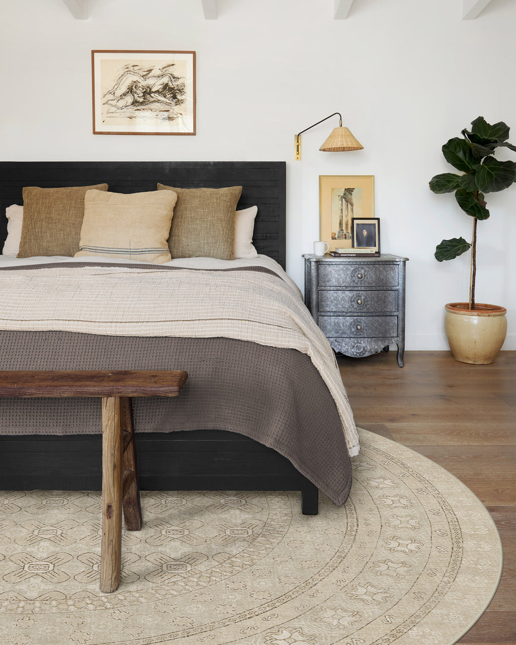 Tapis plat européen vintage avec motif vieilli lavable beige et ivoire inspiré des cafés, pour le salon et la chambre à coucher