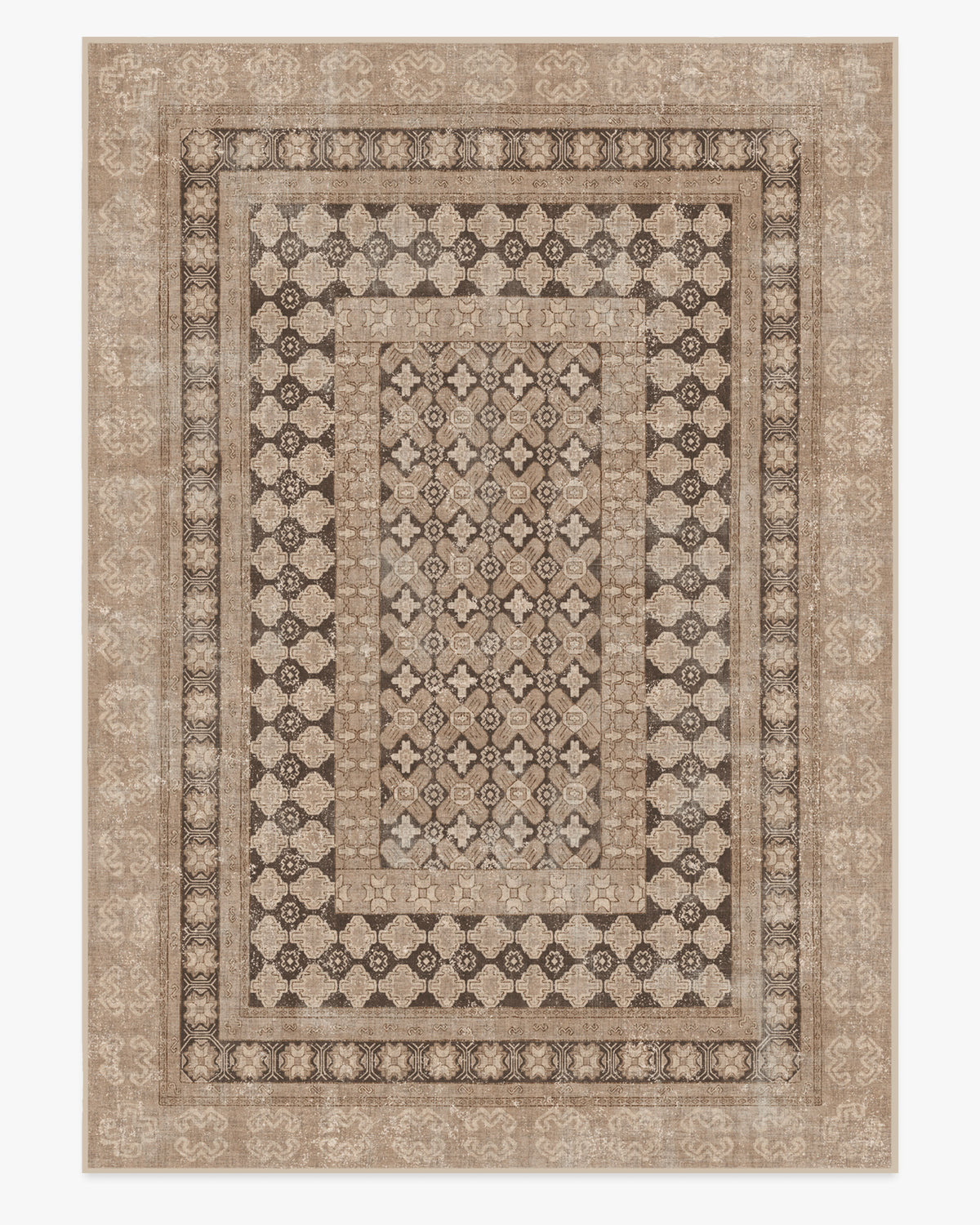 Tapis tissé plat vintage européen avec motif vieilli lavable inspiré des cafés en or rose pour salon et chambre
