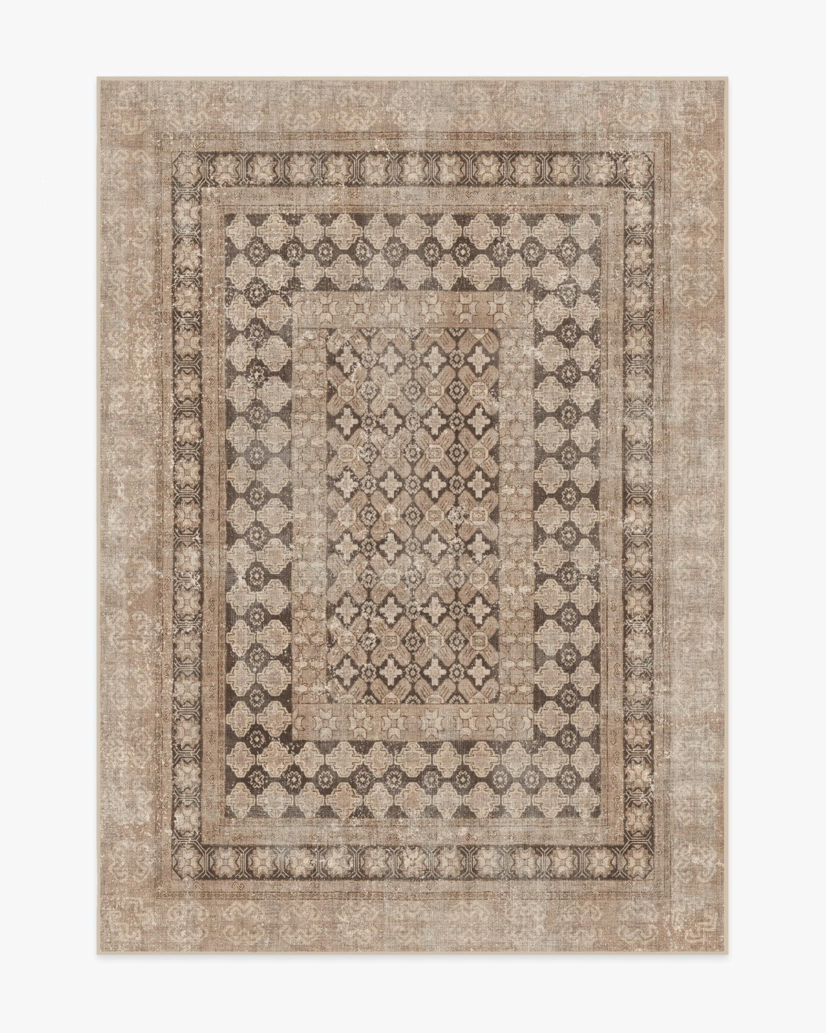 Tapis tissé plat vintage européen avec motif vieilli lavable inspiré des cafés en or rose pour salon et chambre