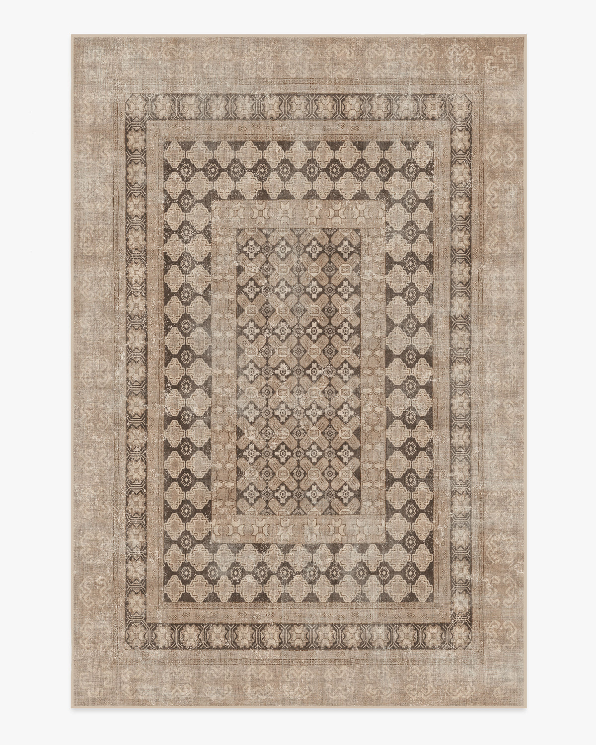 Tapis tissé plat vintage européen avec motif vieilli lavable inspiré des cafés en or rose pour salon et chambre