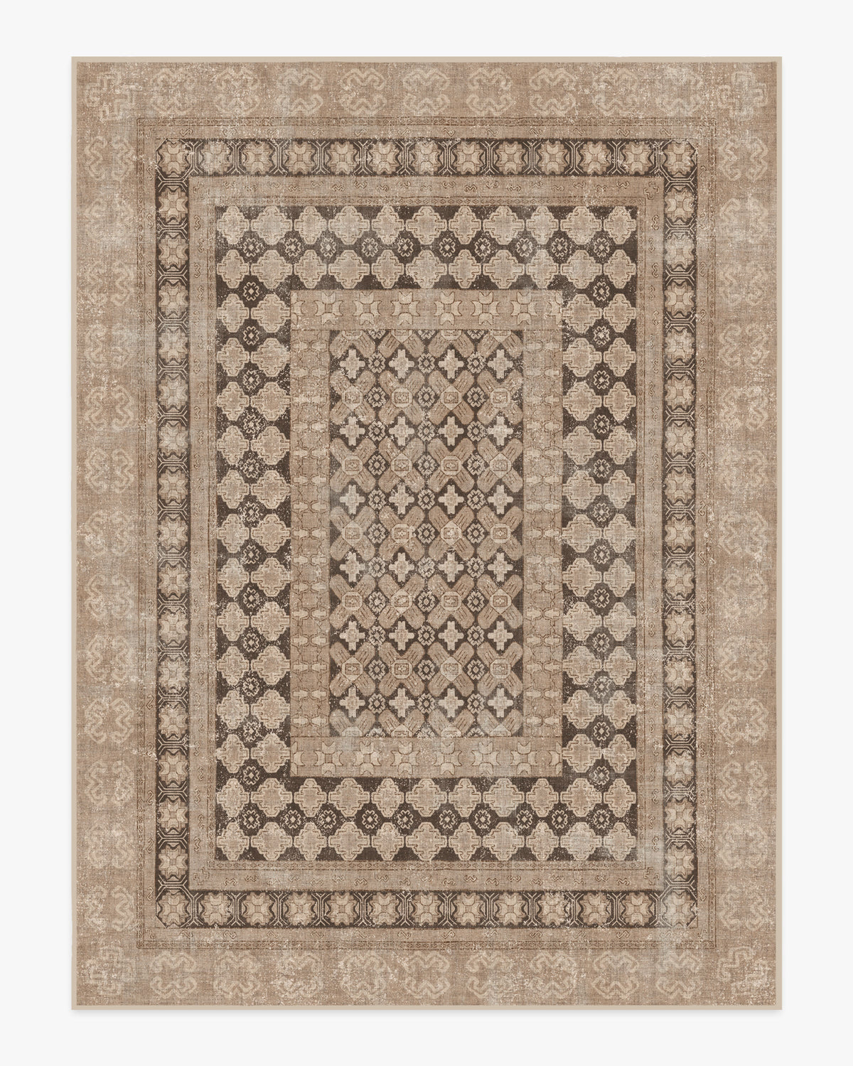 Tapis tissé plat vintage européen avec motif vieilli lavable inspiré des cafés en or rose pour salon et chambre