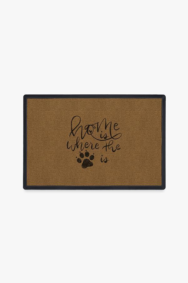 Paillasson lavable pour amoureux des animaux de compagnie avec empreinte de patte et message « Home » pour l'entrée et le porche