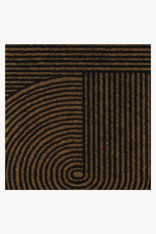 Paillasson lavable Zen Art Déco avec motif géométrique symétrique en acajou foncé pour entrée et porche