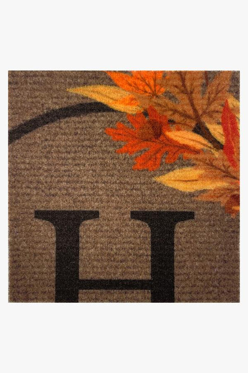 Paillasson lavable de saison d'automne avec bordure monogrammée de feuilles d'automne pour entrée et porche
