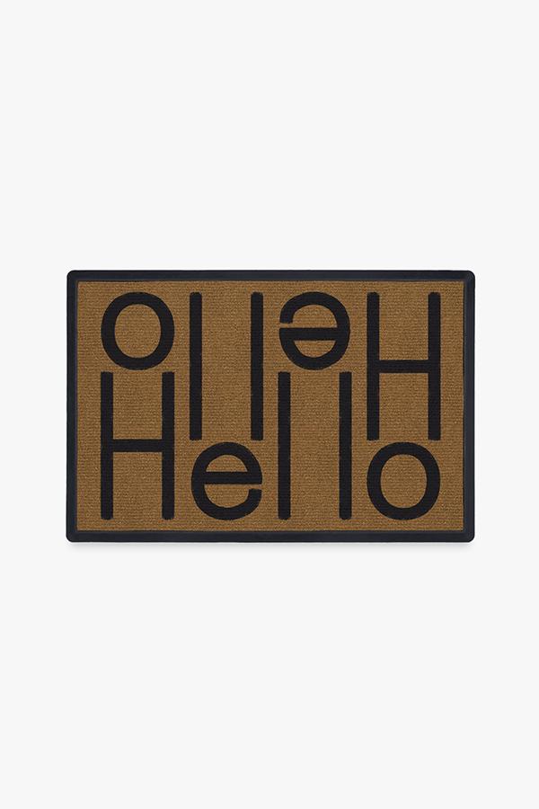 Paillasson lavable typographie contemporaine avec motif "Hello" double face pour entrée et porche