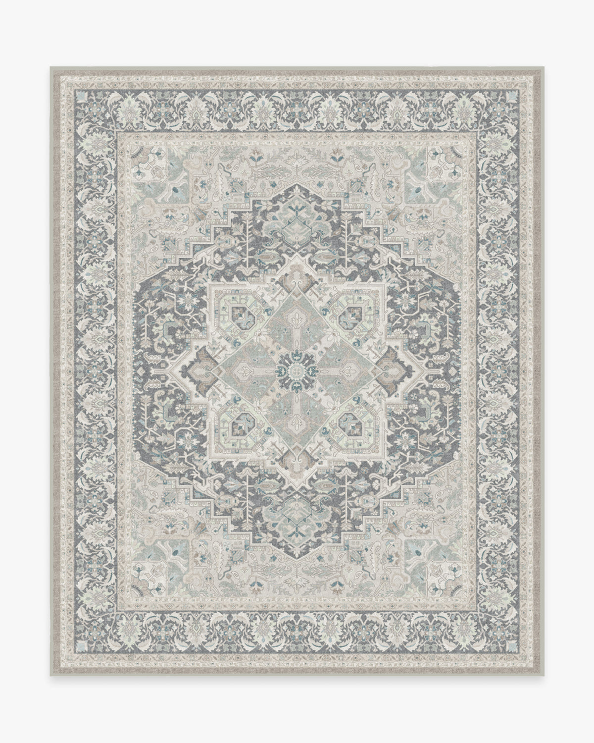 Tapis tissé plat persan classique avec médaillon surdimensionné neutre pour salon et bureau