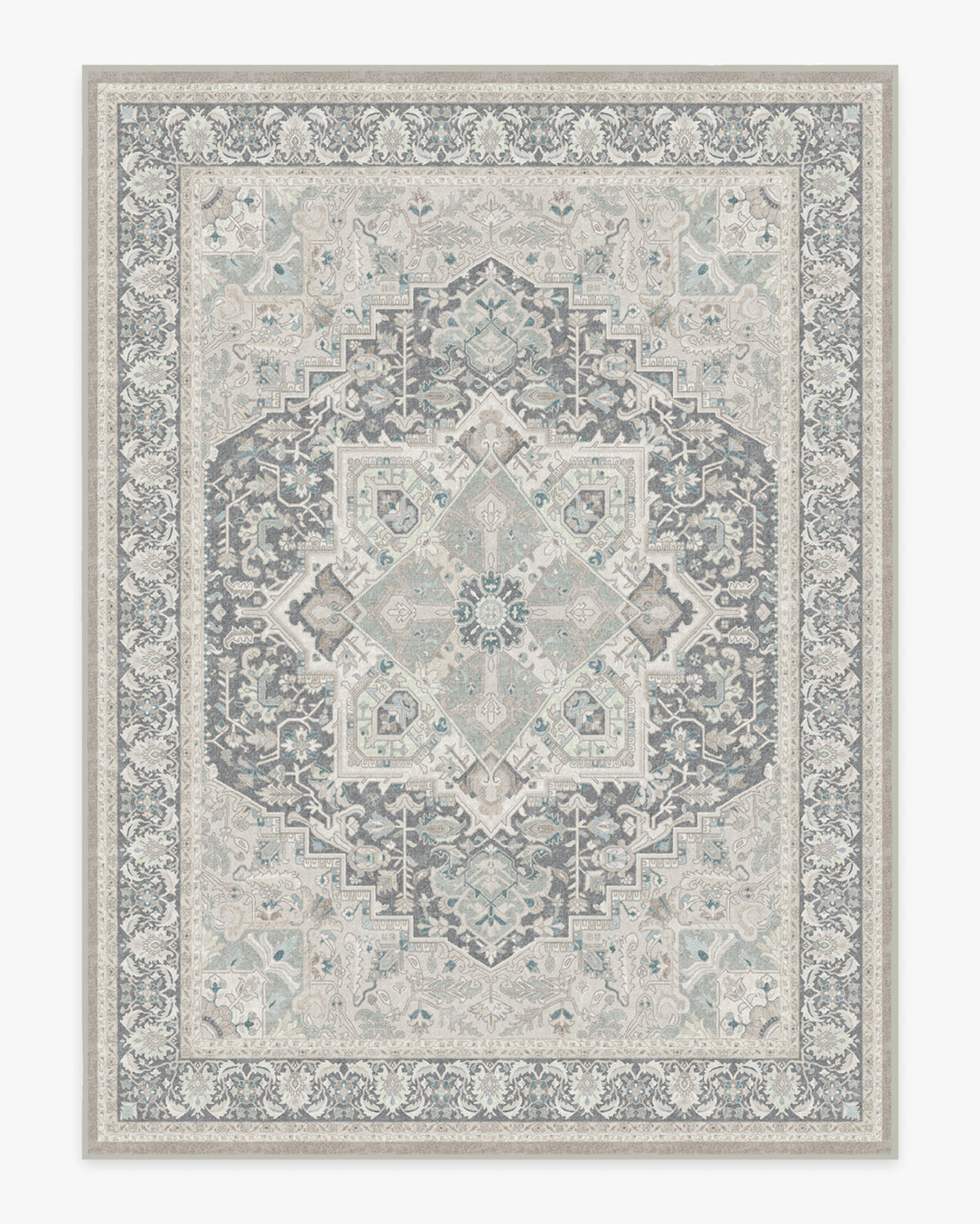 Tapis tissé plat persan classique avec médaillon surdimensionné neutre pour salon et bureau