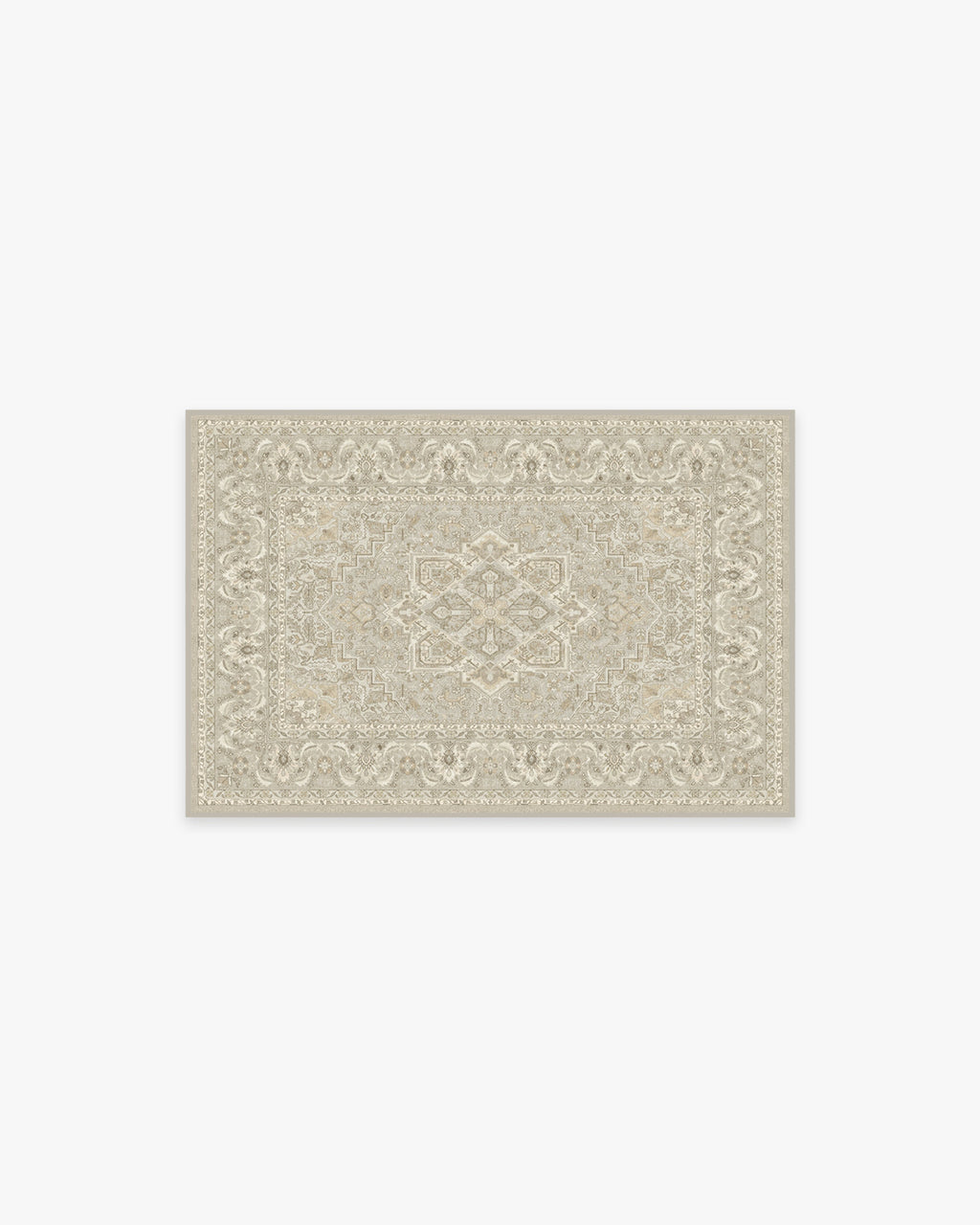Tapis Persan Ancien Tissé à Plat avec Médaillon Géométrique Taupe Crème pour Salon et Salle à Manger
