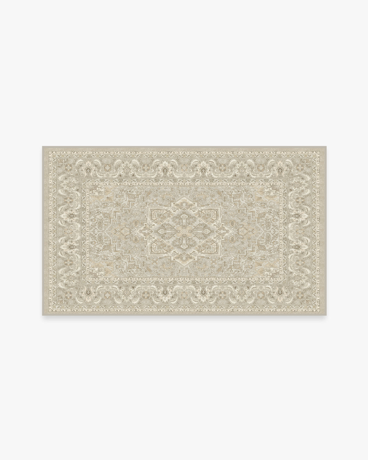 Tapis Persan Ancien Tissé à Plat avec Médaillon Géométrique Taupe Crème pour Salon et Salle à Manger