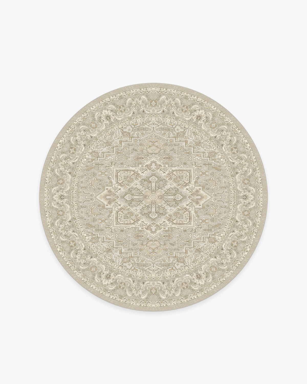 Tapis Persan Ancien Tissé à Plat avec Médaillon Géométrique Taupe Crème pour Salon et Salle à Manger