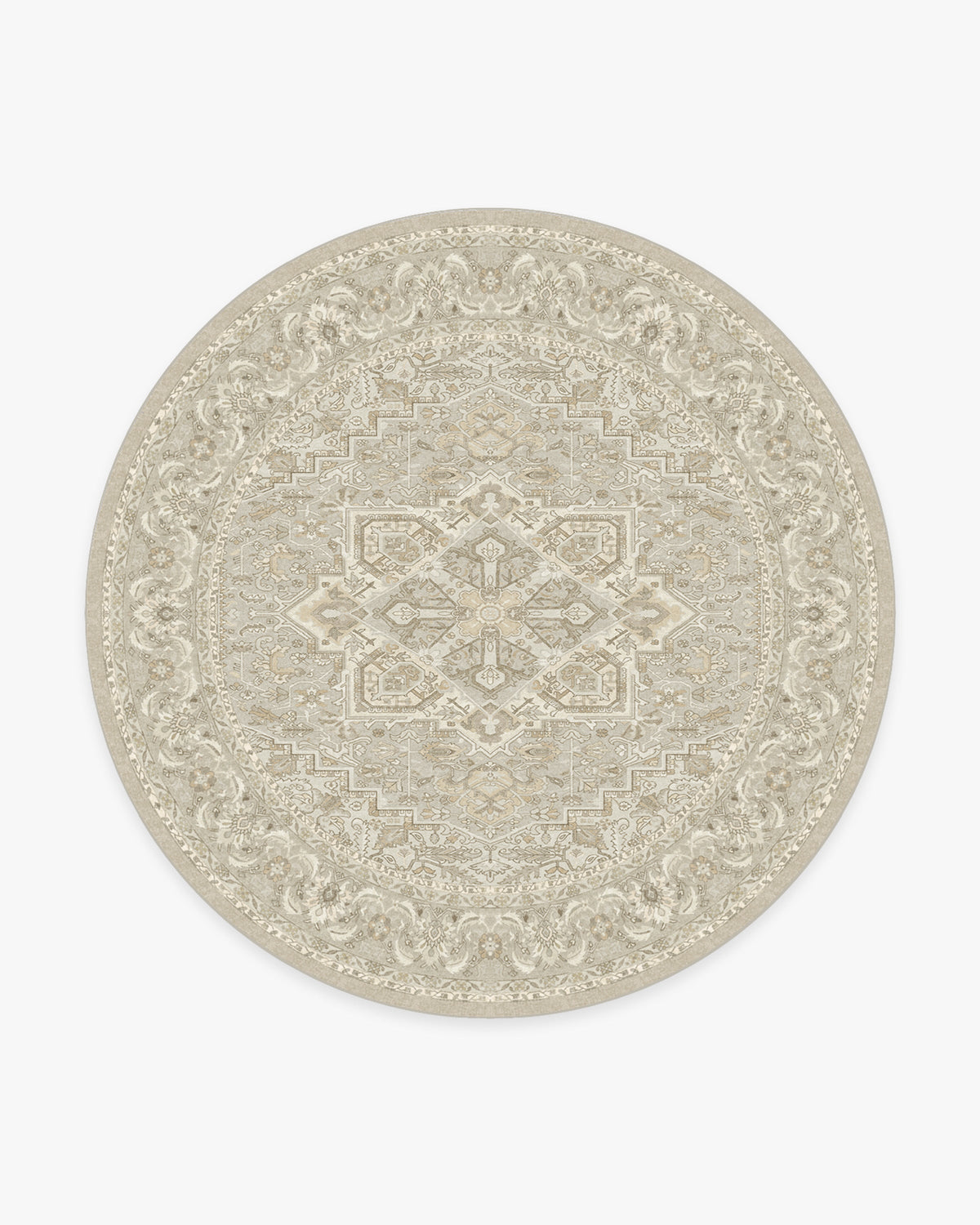 Tapis Persan Ancien Tissé à Plat avec Médaillon Géométrique Taupe Crème pour Salon et Salle à Manger