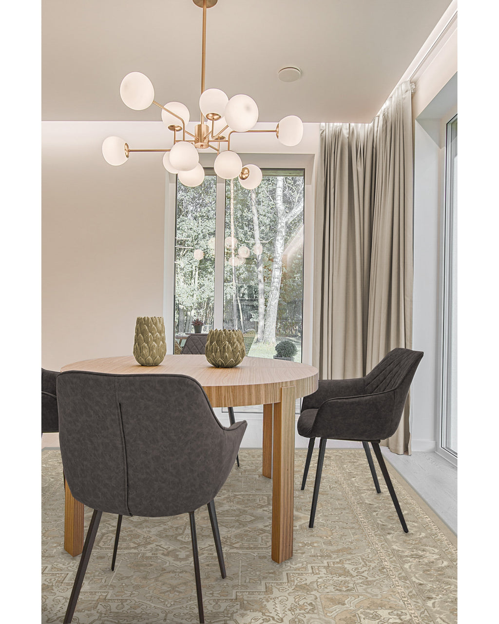 Tapis Persan Ancien Tissé à Plat avec Médaillon Géométrique Taupe Crème pour Salon et Salle à Manger