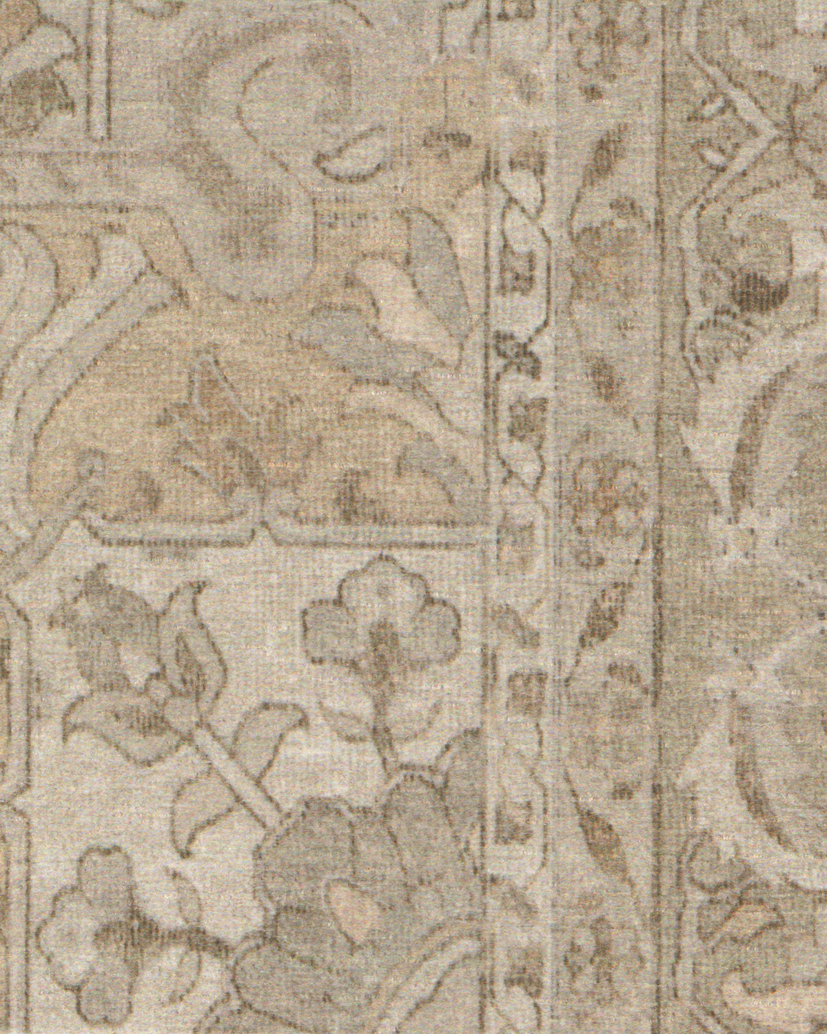 Tapis Persan Ancien Tissé à Plat avec Médaillon Géométrique Taupe Crème pour Salon et Salle à Manger