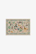 Tapis tissé plat artistique tropical avec motif lavable d'animaux de la jungle colorés pour le salon et la chambre d'enfant