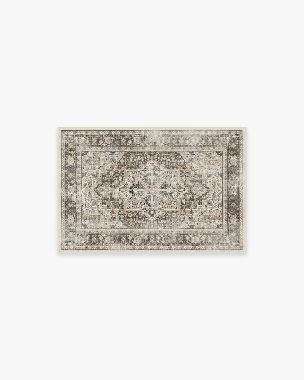 Tapis plat persan de ferme avec médaillon vieilli pour salon et salle à manger