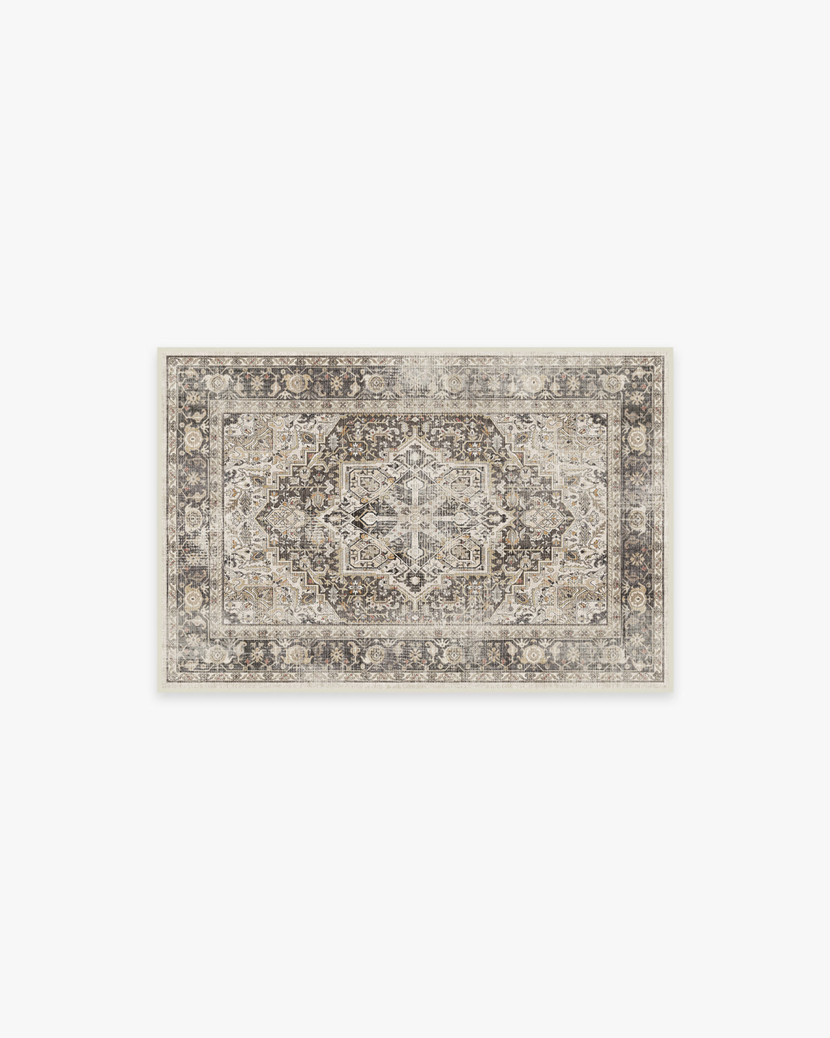 Tapis plat persan de ferme avec médaillon vieilli pour salon et salle à manger