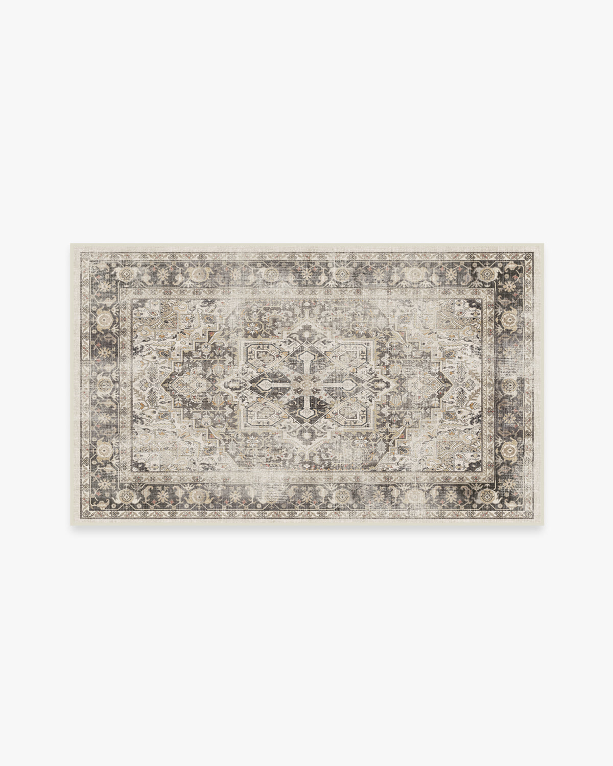 Tapis plat persan de ferme avec médaillon vieilli pour salon et salle à manger