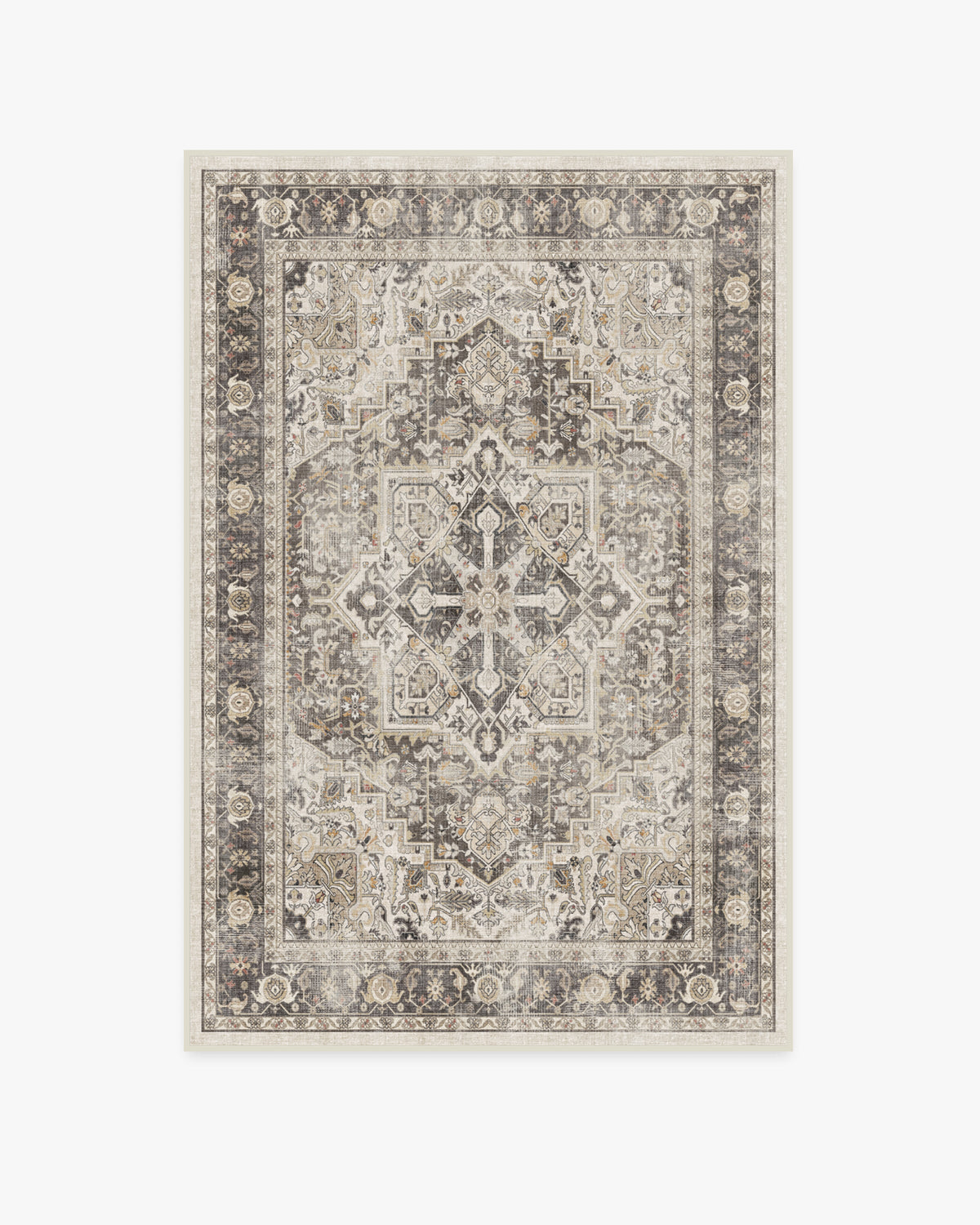 Tapis plat persan de ferme avec médaillon vieilli pour salon et salle à manger
