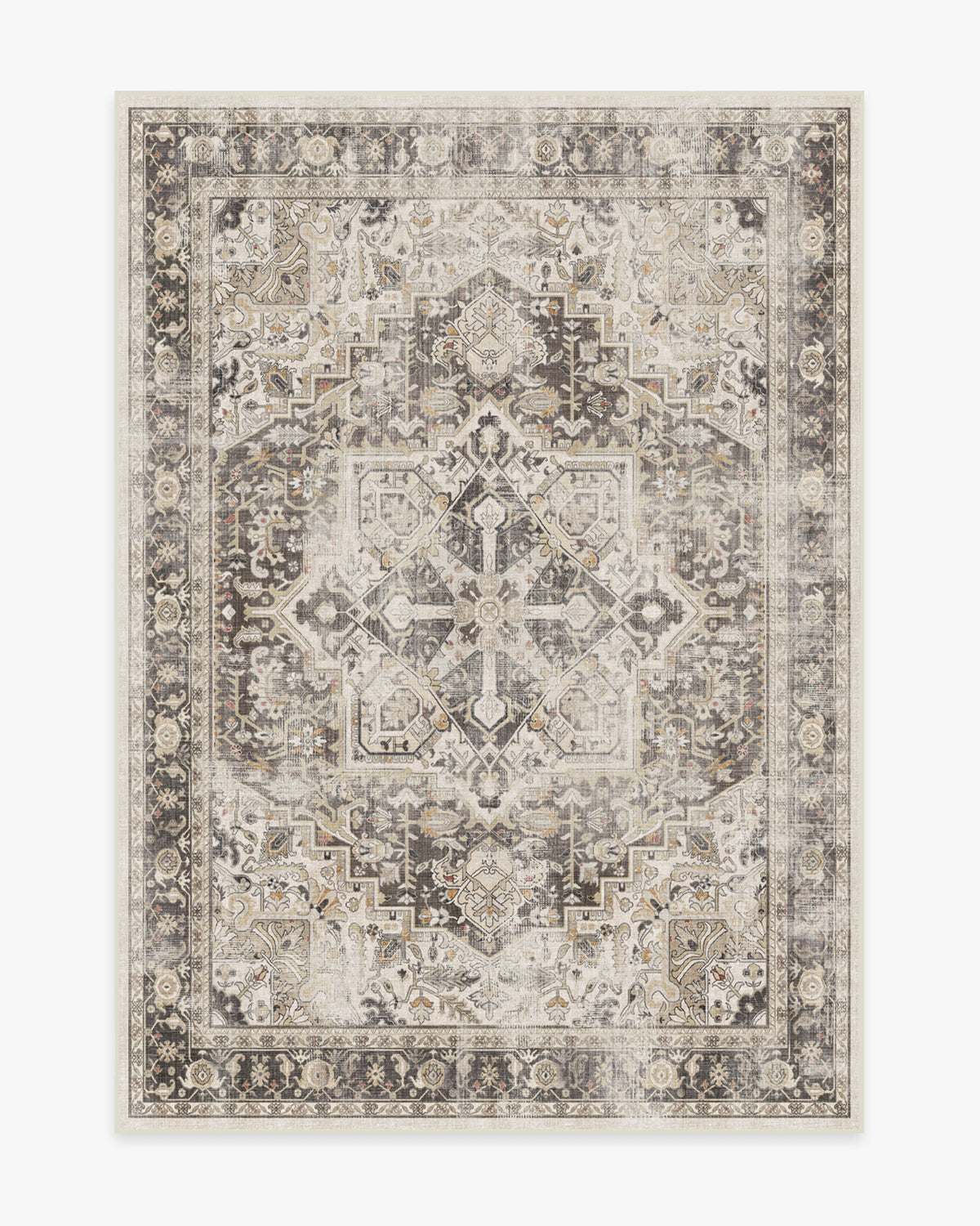 Tapis plat persan de ferme avec médaillon vieilli pour salon et salle à manger