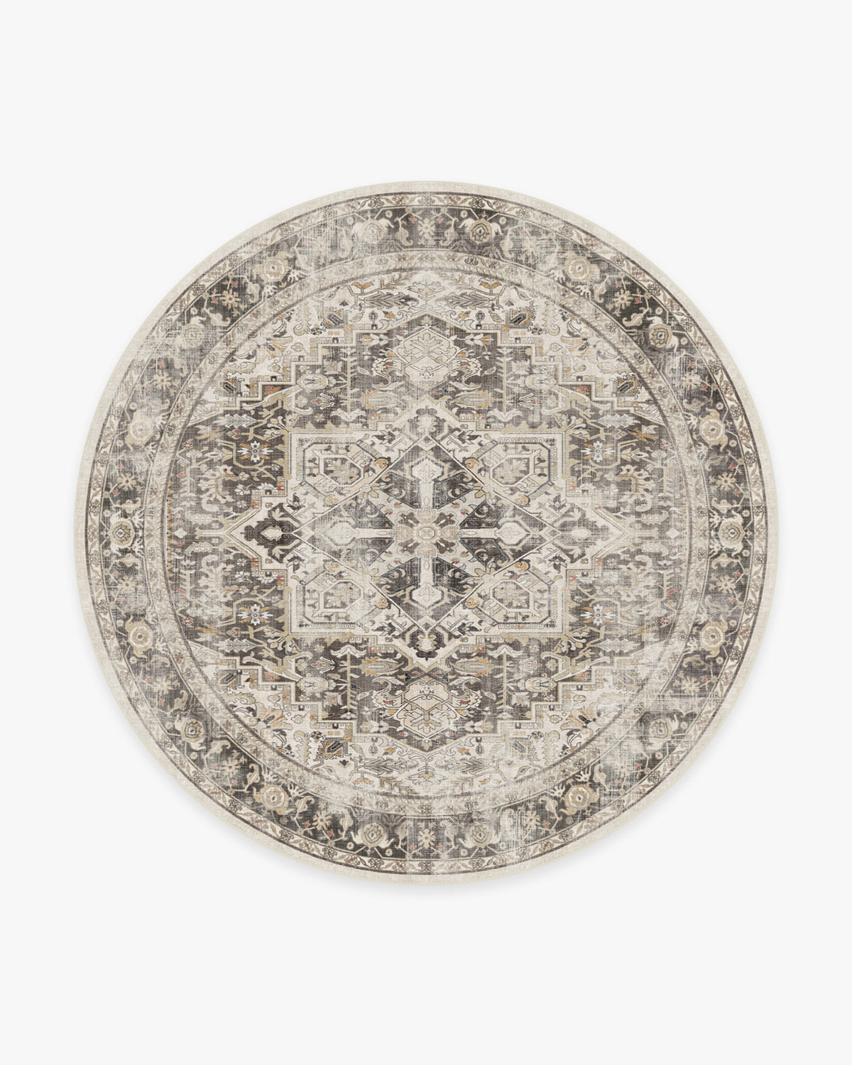 Tapis plat persan de ferme avec médaillon vieilli pour salon et salle à manger