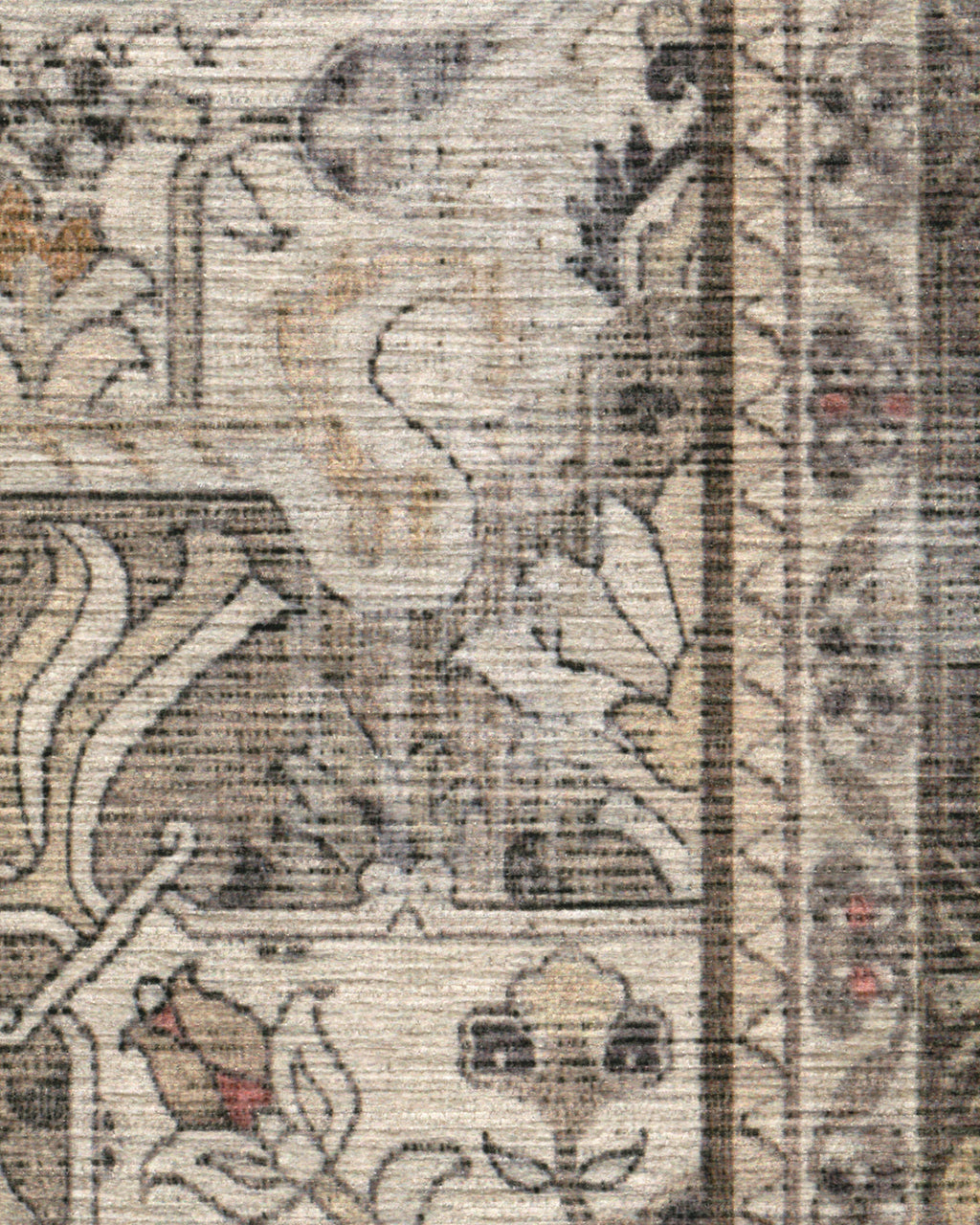 Tapis plat persan de ferme avec médaillon vieilli pour salon et salle à manger