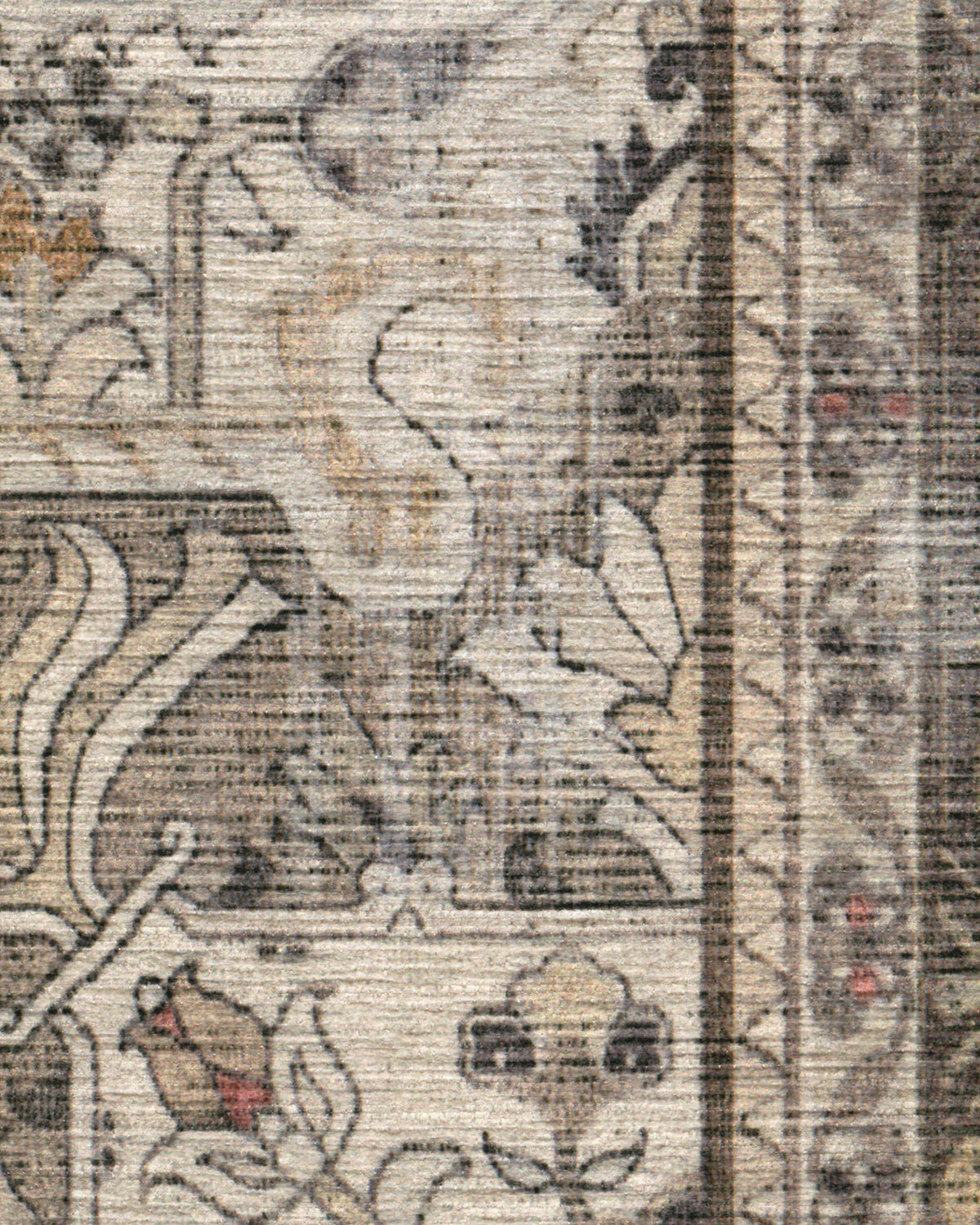 Tapis plat persan de ferme avec médaillon vieilli pour salon et salle à manger