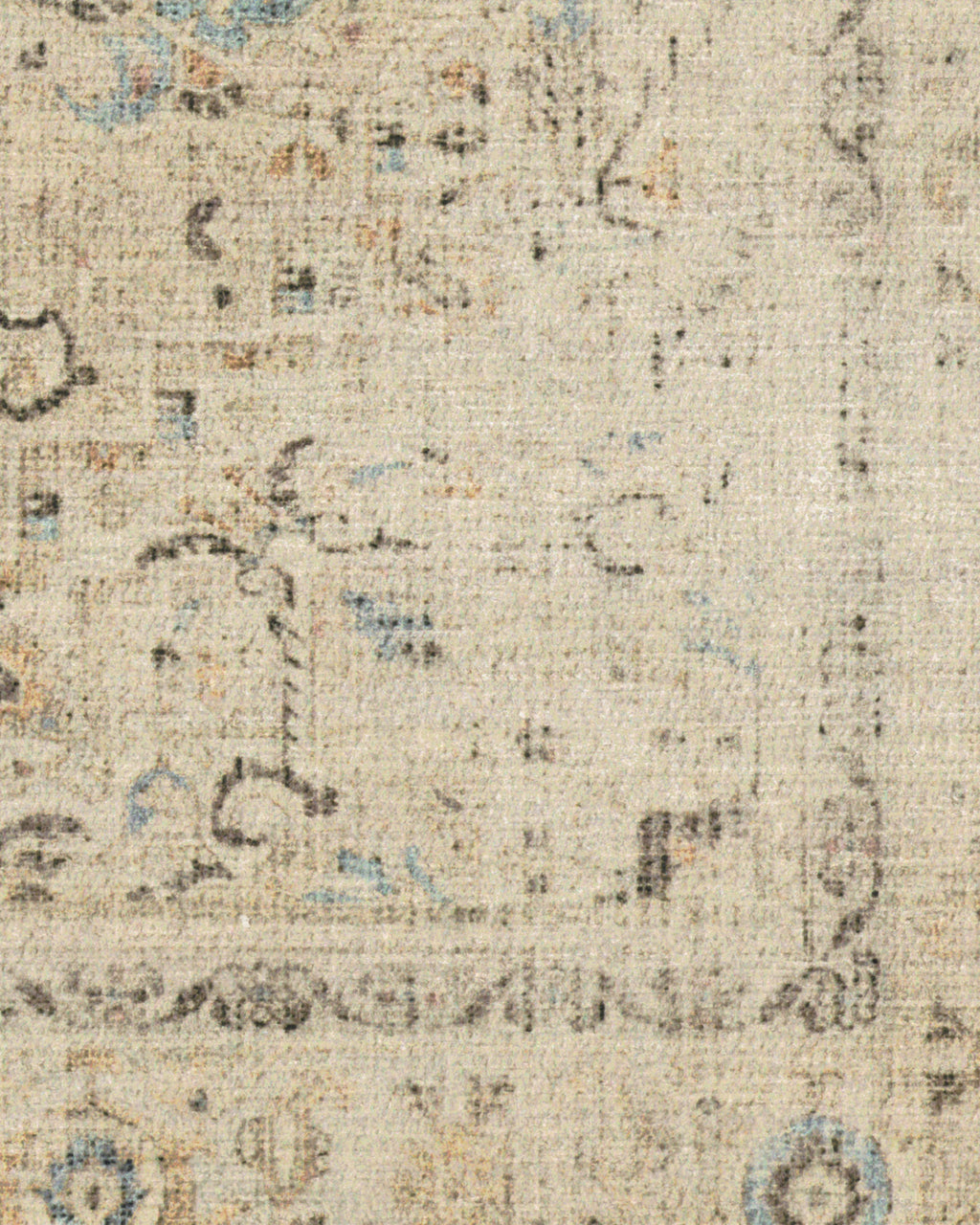 Tapis persan tissé plat minimaliste avec médaillon et bordure ivoire lavables pour salon et chambre