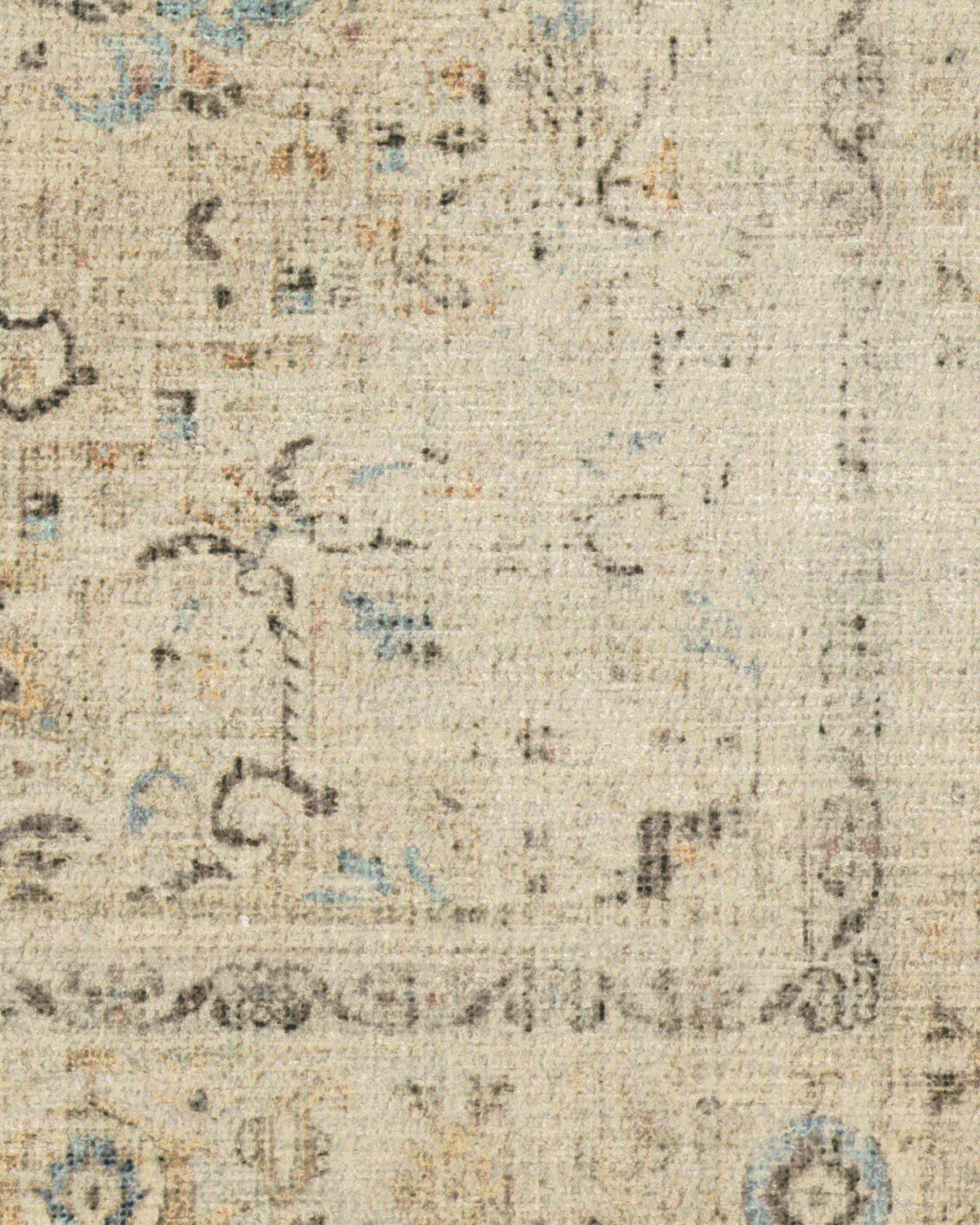 Tapis persan tissé plat minimaliste avec médaillon et bordure ivoire lavables pour salon et chambre