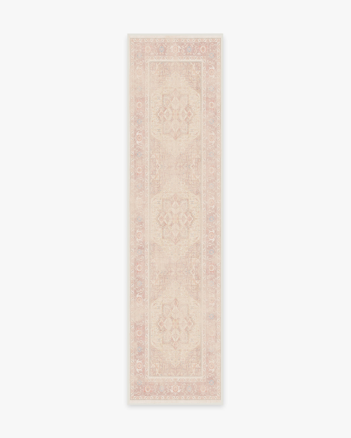 Tapis plat tissé romantique antique à motif géométrique médaillon rose pâle lavable, fond ombré pour chambre et chambre d'enfant