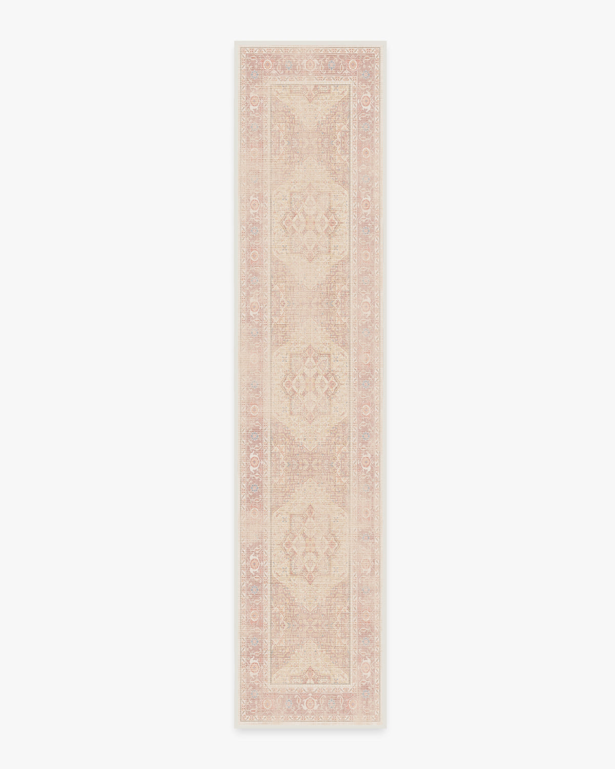 Tapis plat tissé romantique antique à motif géométrique médaillon rose pâle lavable, fond ombré pour chambre et chambre d'enfant