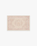 Tapis plat tissé romantique antique à motif géométrique médaillon rose pâle lavable, fond ombré pour chambre et chambre d'enfant