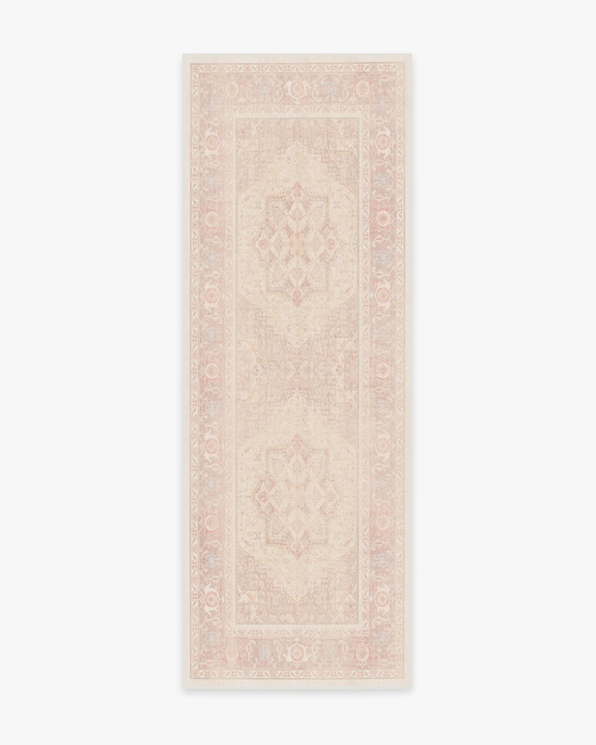 Tapis plat tissé romantique antique à motif géométrique médaillon rose pâle lavable, fond ombré pour chambre et chambre d'enfant